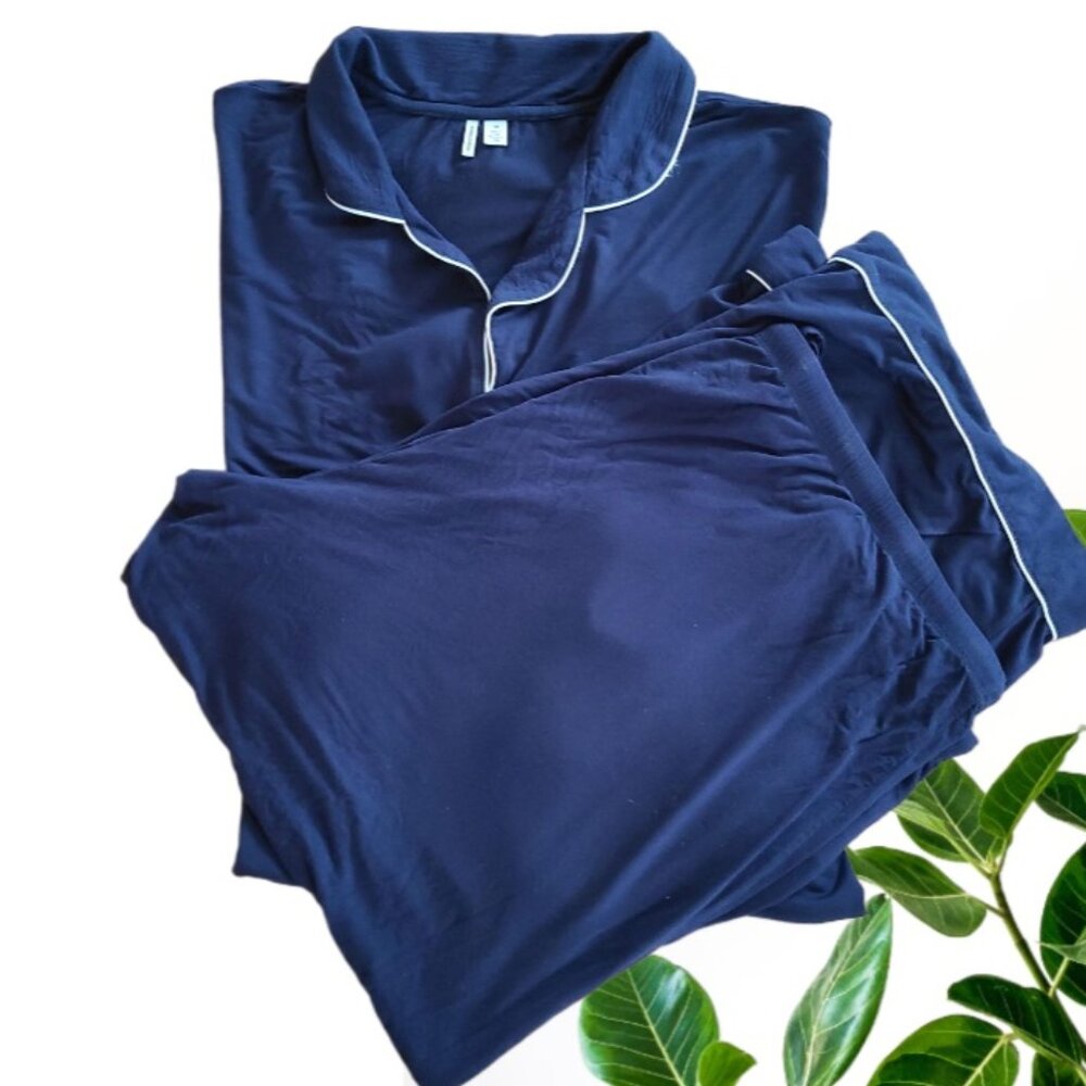 Nordstrom Womens PJ Pajamas Set 2-Piece Short Sleeves Navy Blue Size 3X